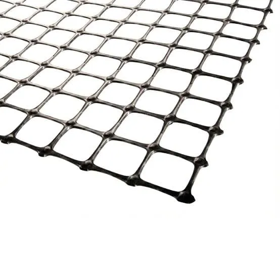 Close-up texture of biaxially stretched plastic geogrid
