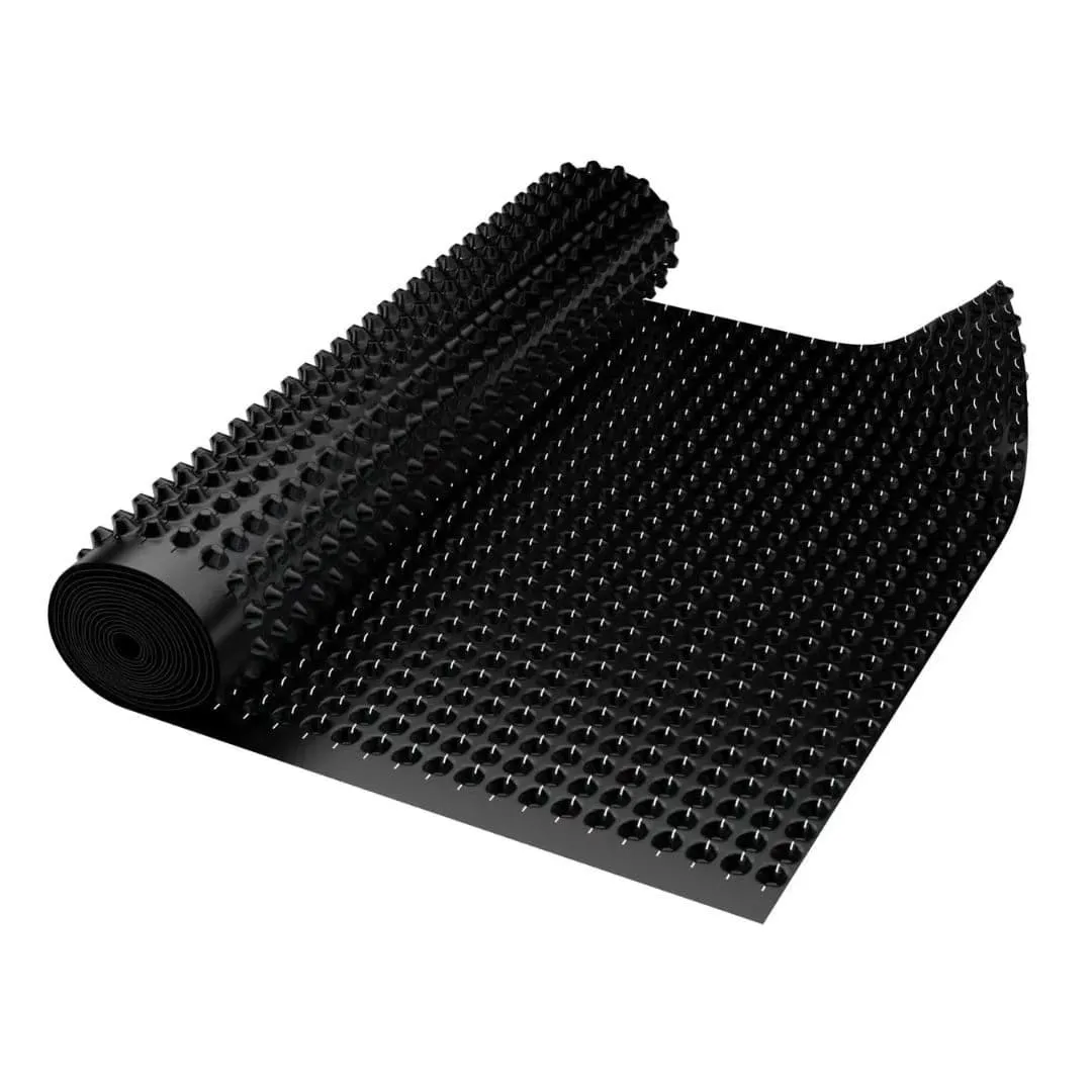 Roll of HDPE drainage board with raised dimple structure