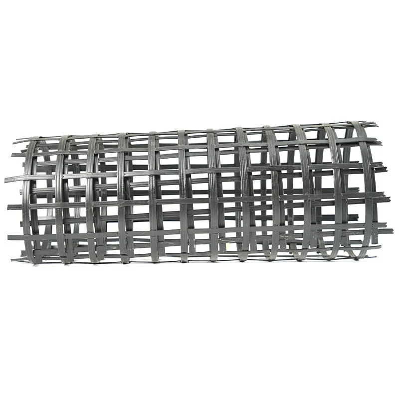 Close-up view of steel-plastic composite geogrid