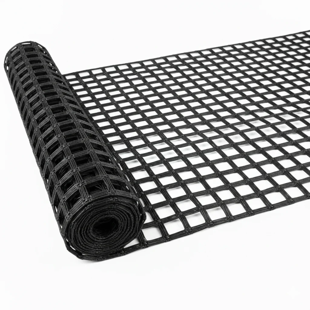 Fiberglass geogrid installed for pavement reinforcement