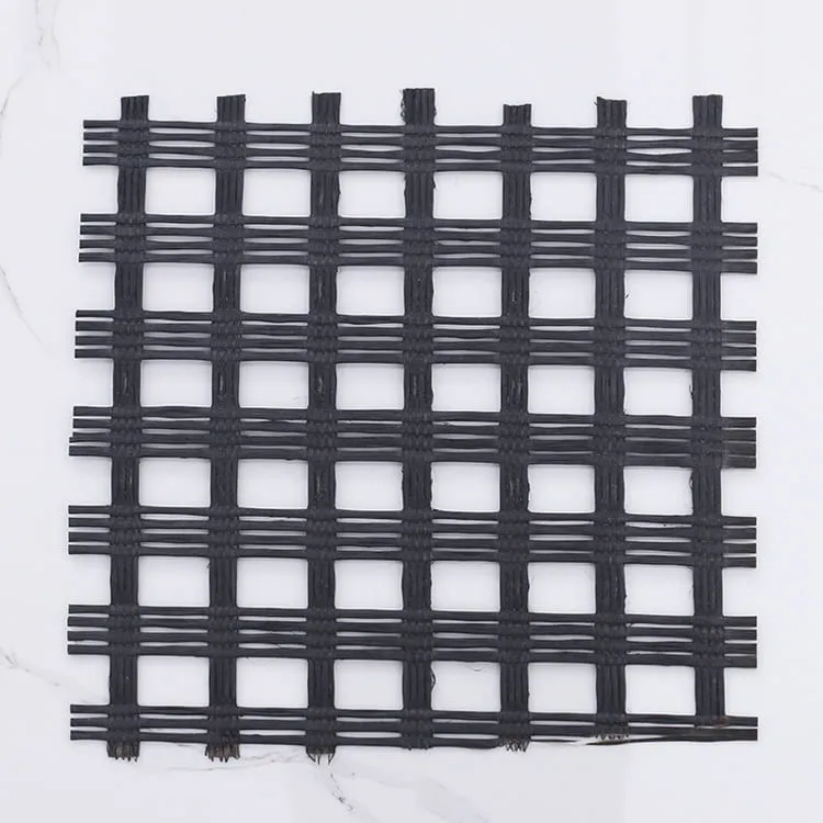 Close-up view of fiberglass geogrid mesh