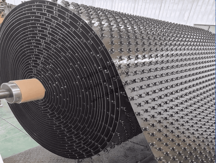 Close-up view of HDPE anchor plate structure